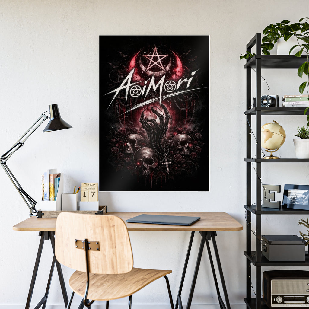Gloss Poster — Aoimori Dark Occult Skull Art Print