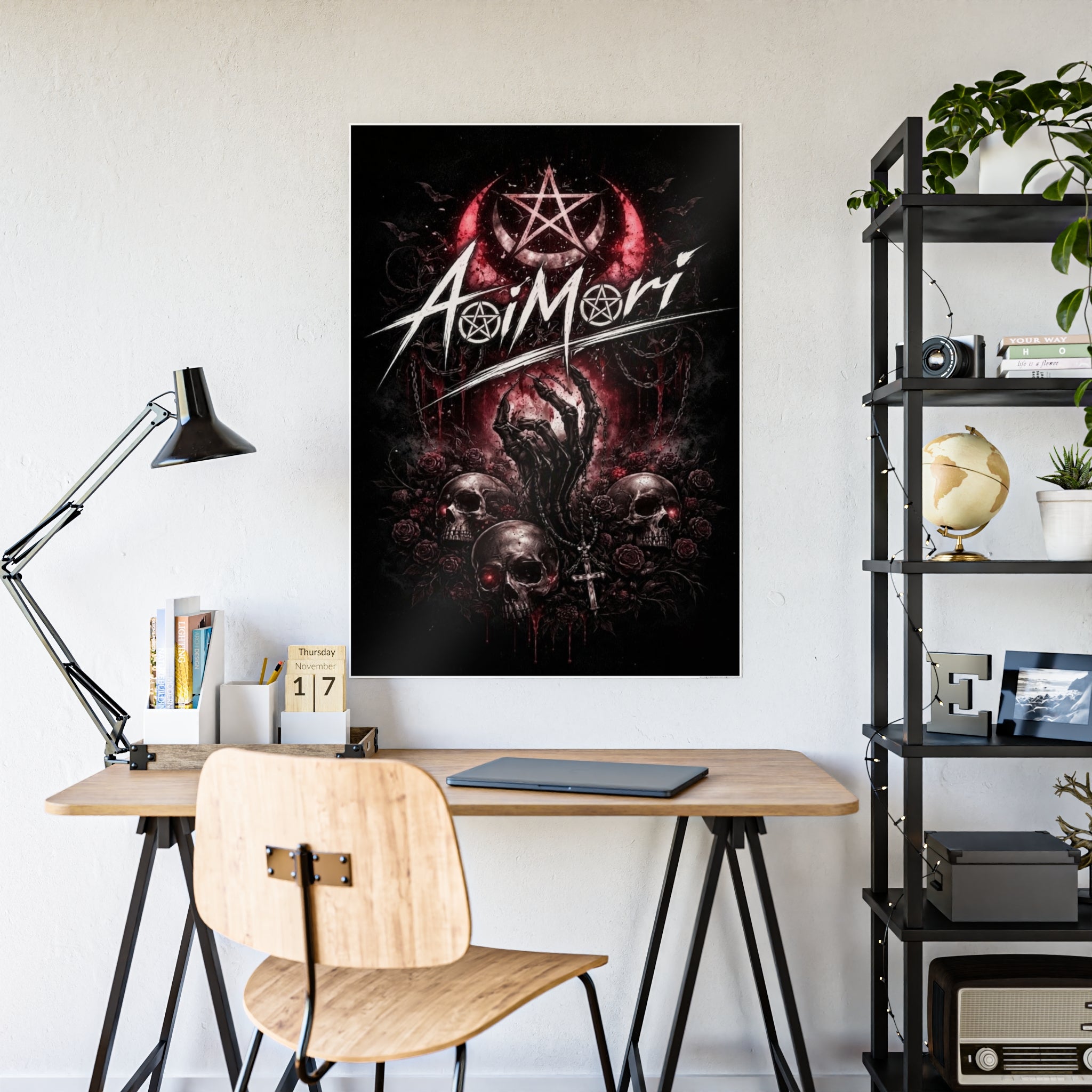 Gloss Poster — Aoimori Dark Occult Skull Art Print