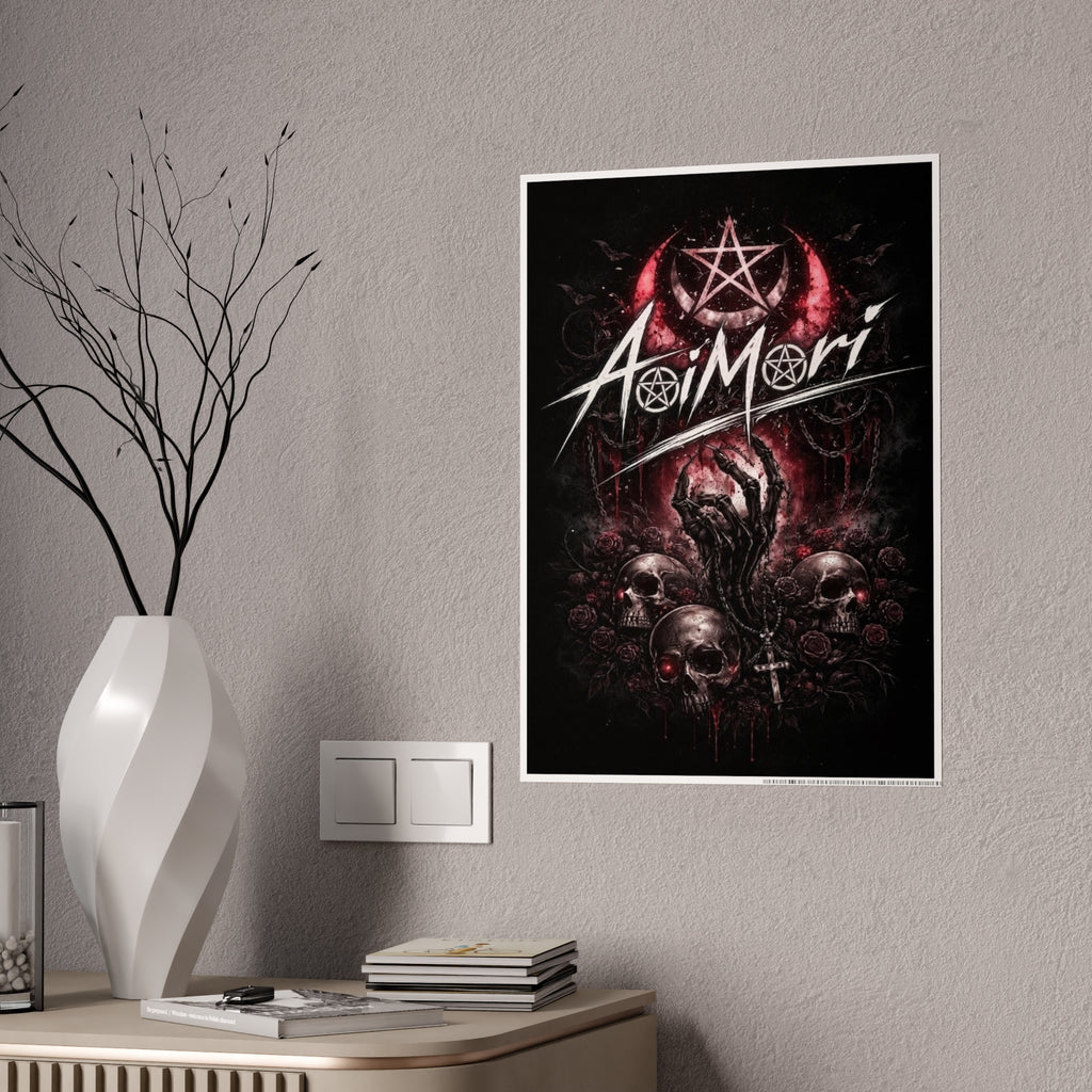 Gloss Poster — Aoimori Dark Occult Skull Art Print