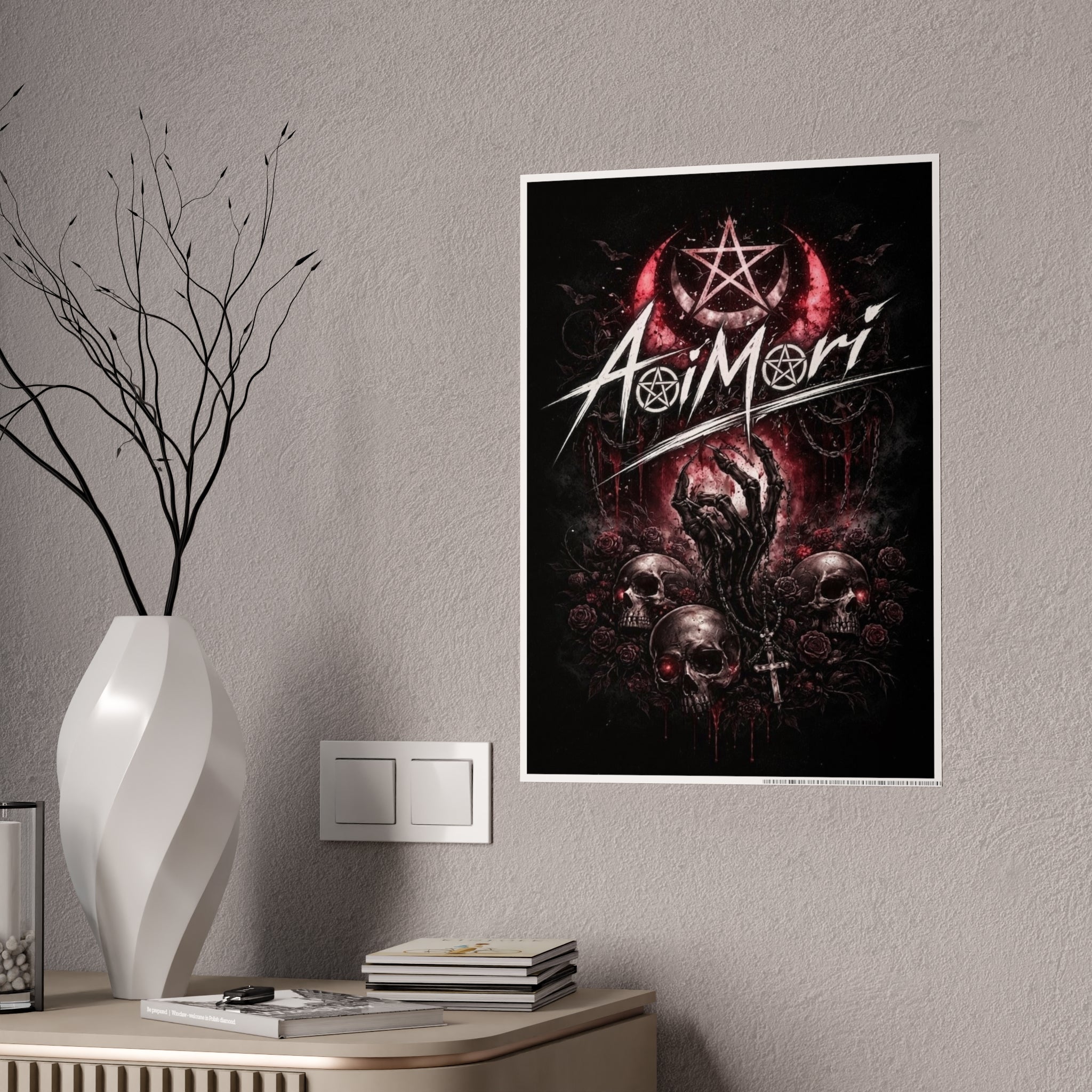 Gloss Poster — Aoimori Dark Occult Skull Art Print