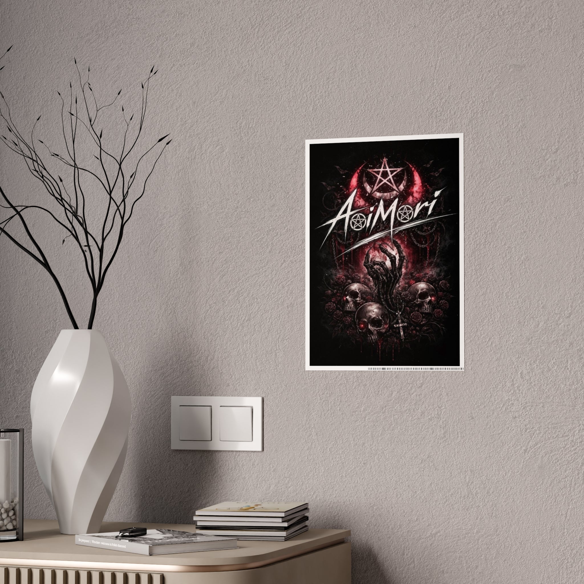 Gloss Poster — Aoimori Dark Occult Skull Art Print