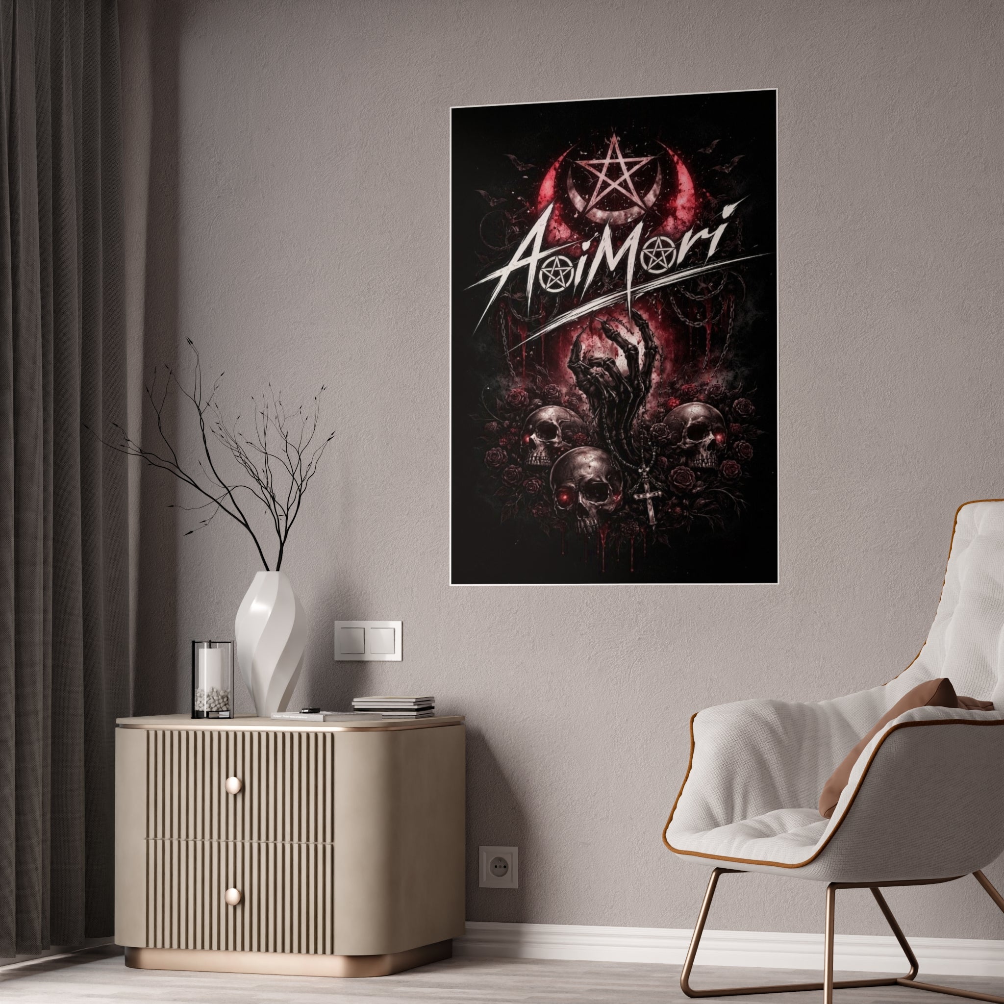 Gloss Poster — Aoimori Dark Occult Skull Art Print