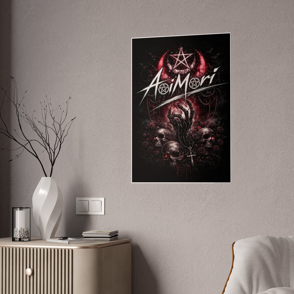 Gloss Poster — Aoimori Dark Occult Skull Art Print