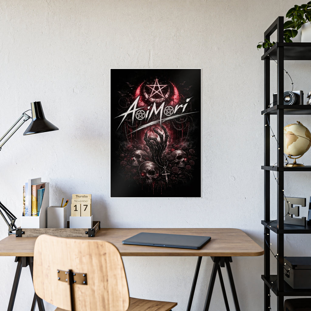 Gloss Poster — Aoimori Dark Occult Skull Art Print